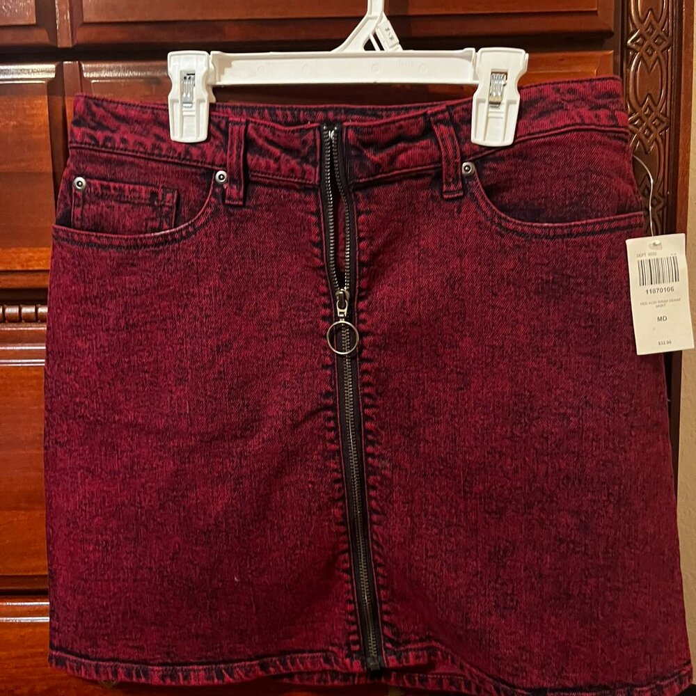 Hot Topic Red Denim Skirt Medium